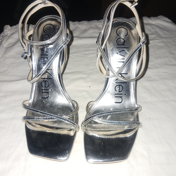Calvin Klein Metallic Silver Heels - Picture 1 of 5